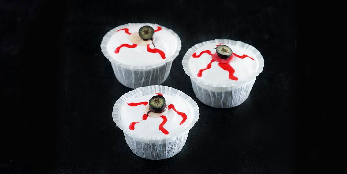 Halloweenmuffins med ögon