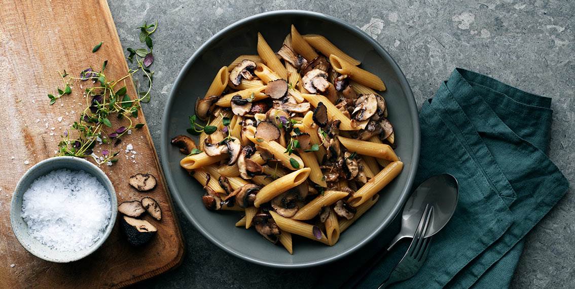 Penne Risotto-style med svamp, tryffel & rödvin