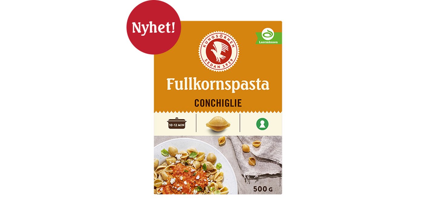 Kungsörnen Fullkornspasta Conchiglie – Nyhet från Kungsörnen